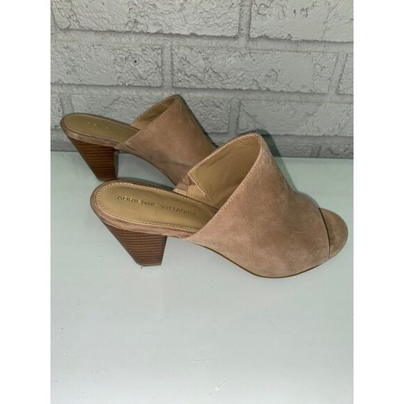 Adrienne Vittadini Suede Peep Toe Nude Heeled Sandal Size 8.5 - Picture 2 of 10